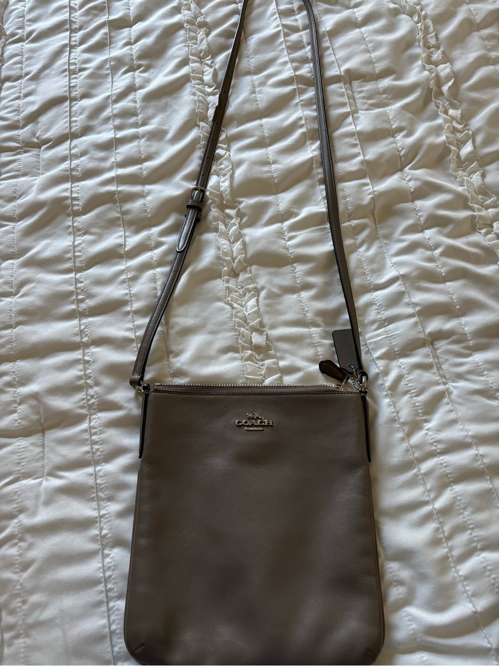 Coach Taupe Slim Leather Crossbody Bag